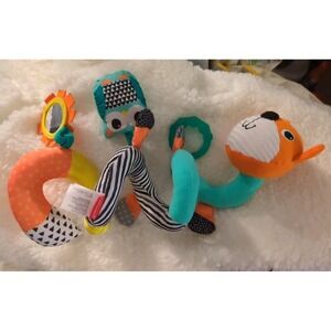 Infantino FOX Go Gaga Spiral Car Rattle 14" Activity Toy Owl Plush Teether